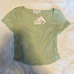 Pink Rose Mint Green Crop Top